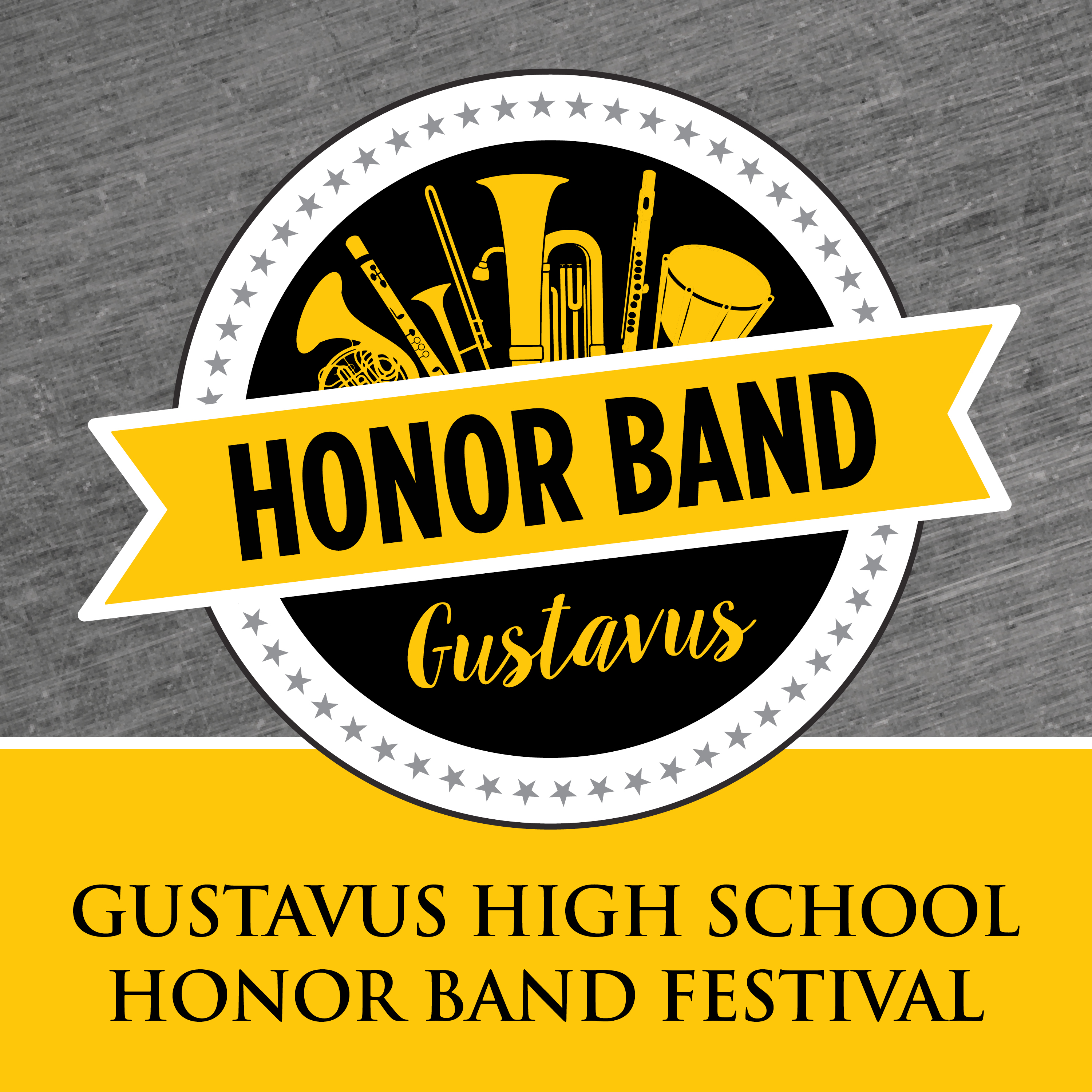 The Gustavus Honor Band logo in Gustavus black and gold.