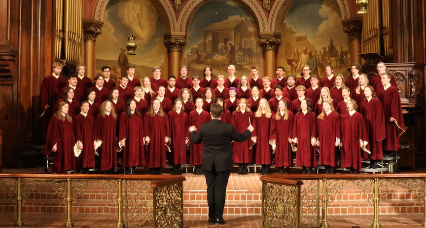 The Gustavus Choir performing in Philadelphia, PA.