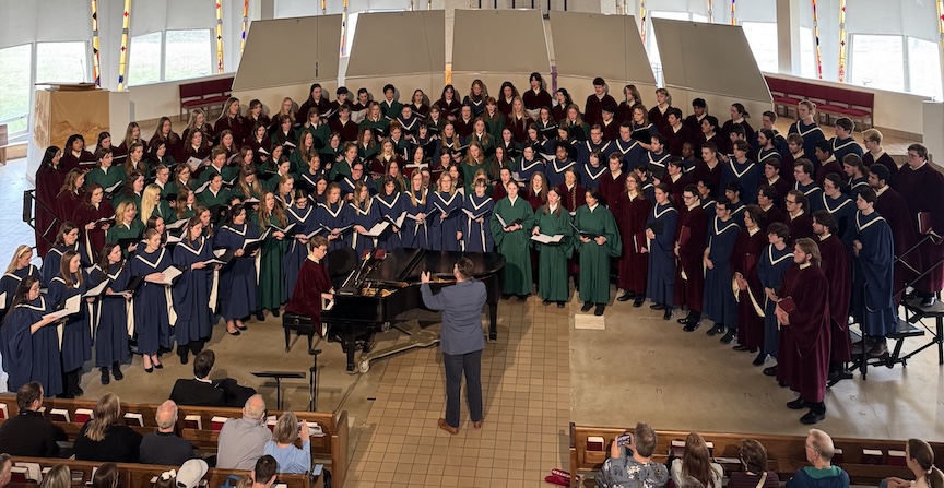 The Gustavus Choir, Choir of Christ Chapel, and Lucia Singers combining to perform at the Choral Showcase