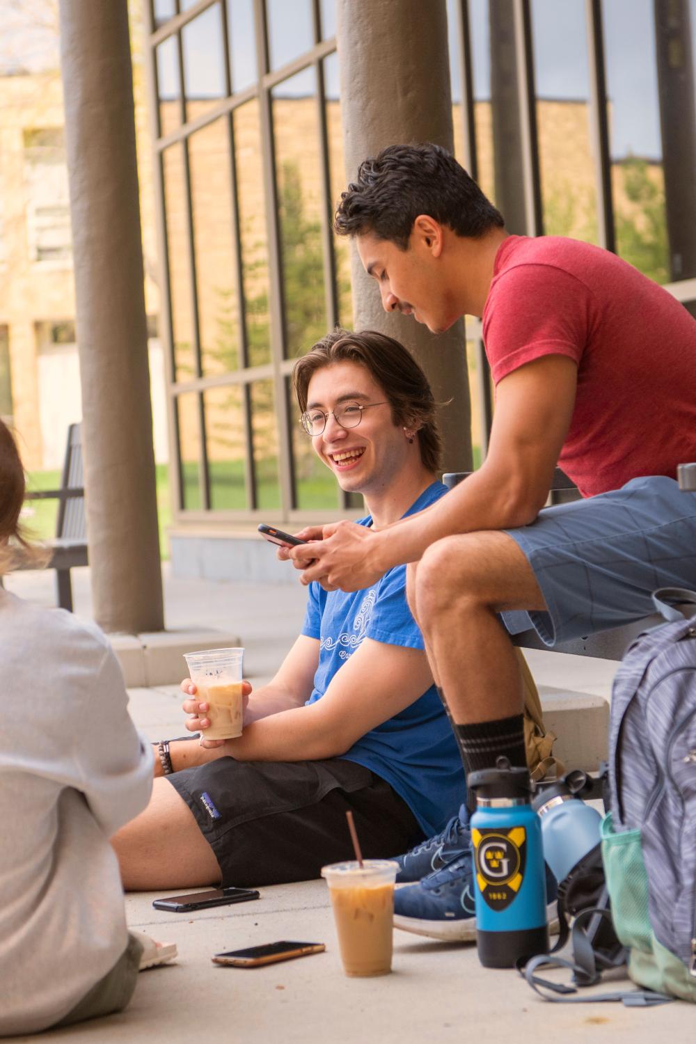 3 students outside STEAMery