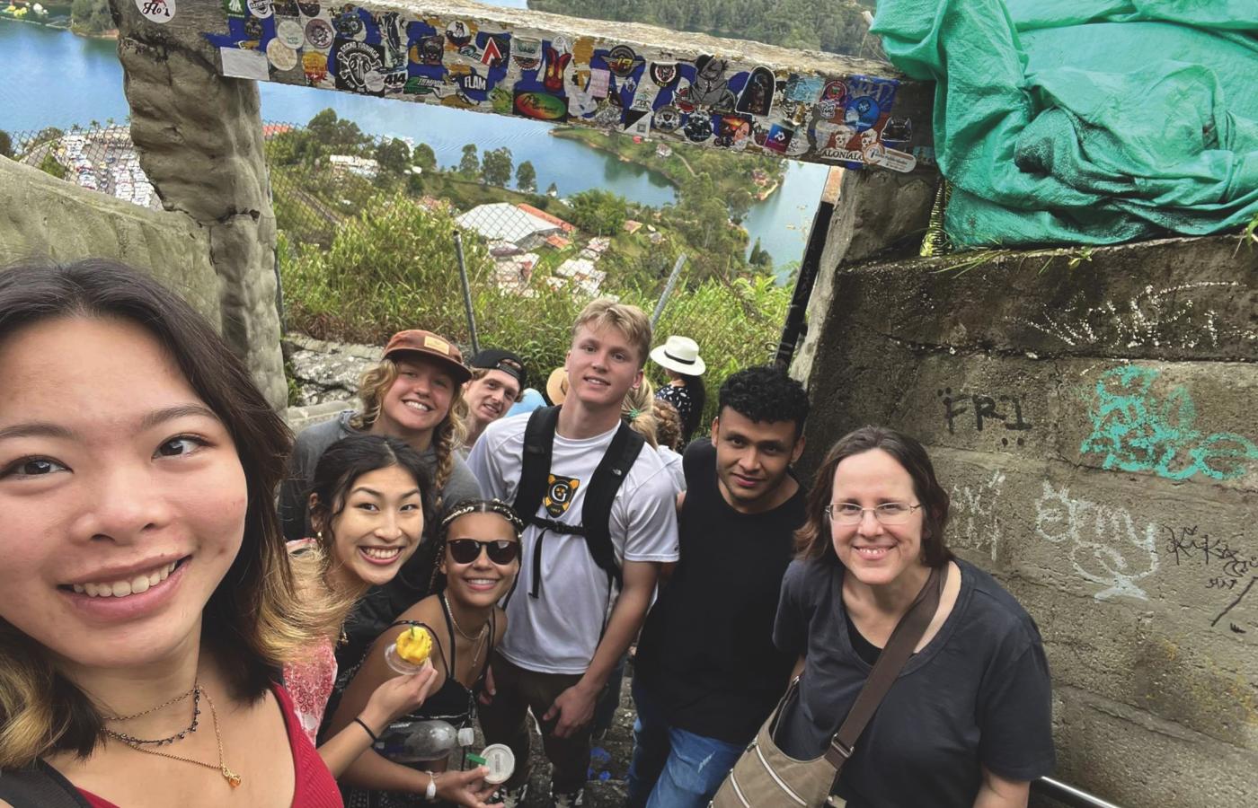 College students smile in Columbia.