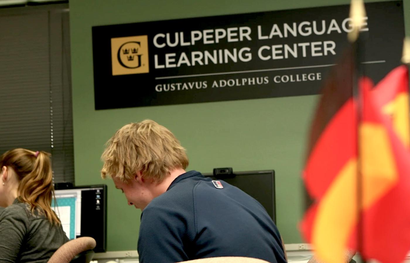 A student at the Culpeper Language Learning Center at Gustavus Adolphus College. 