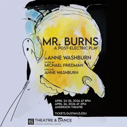 Sketch drawing of Mr. Burns head from The Simpsons with poster text