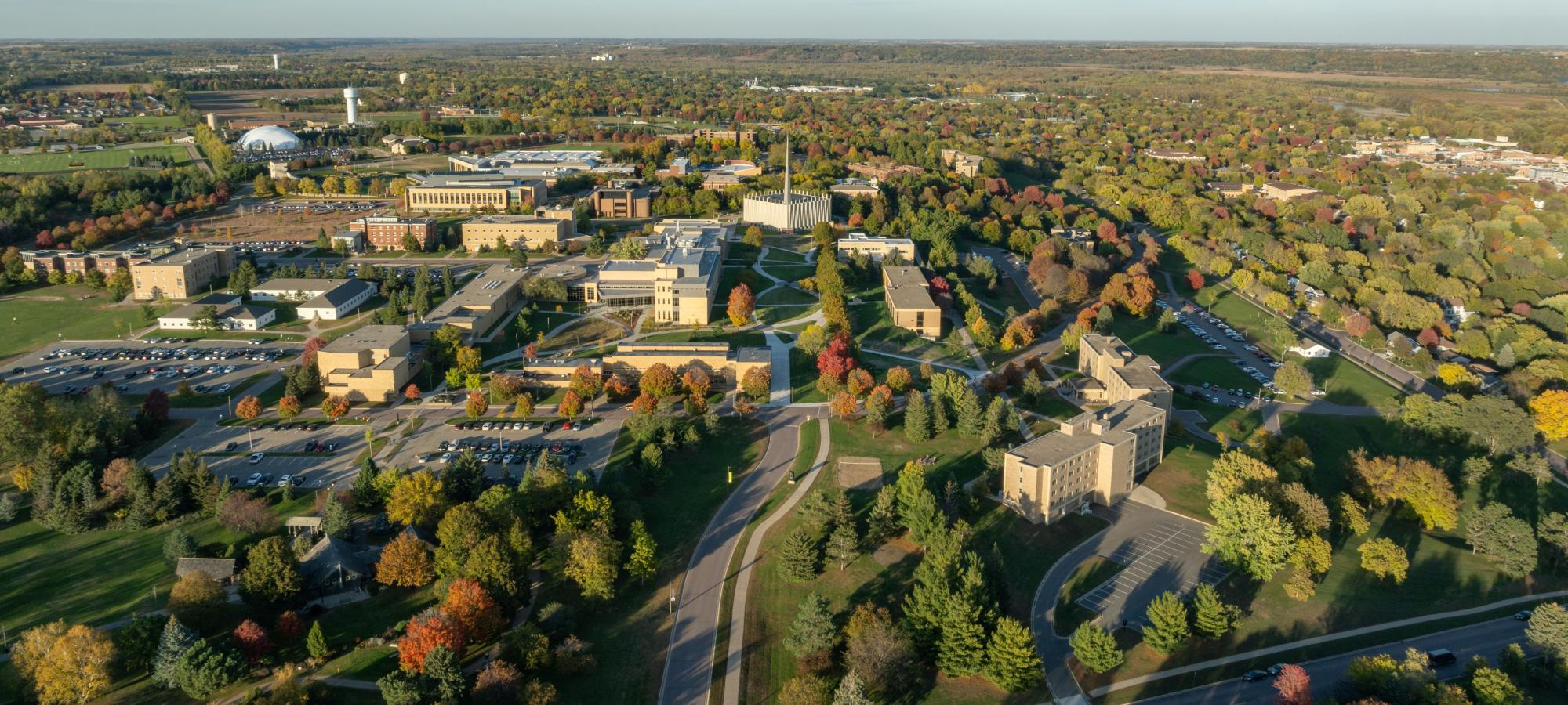 Drone of Campus from Jefferson Entrance