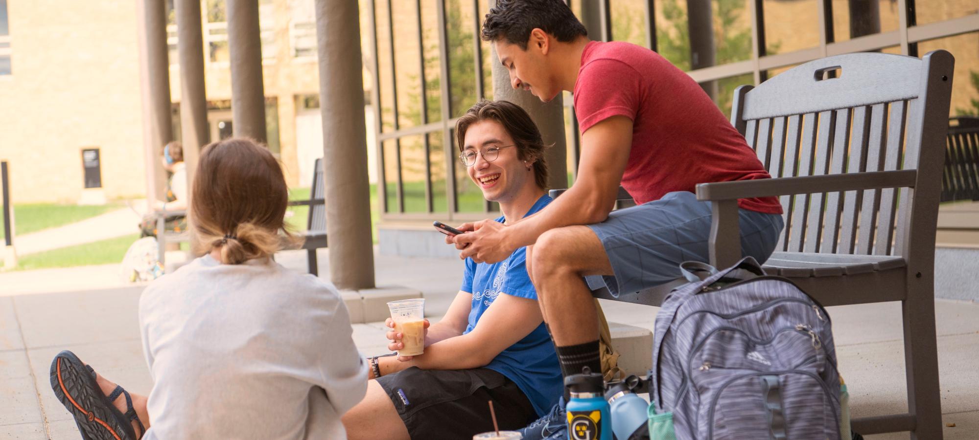3 students outside STEAMery
