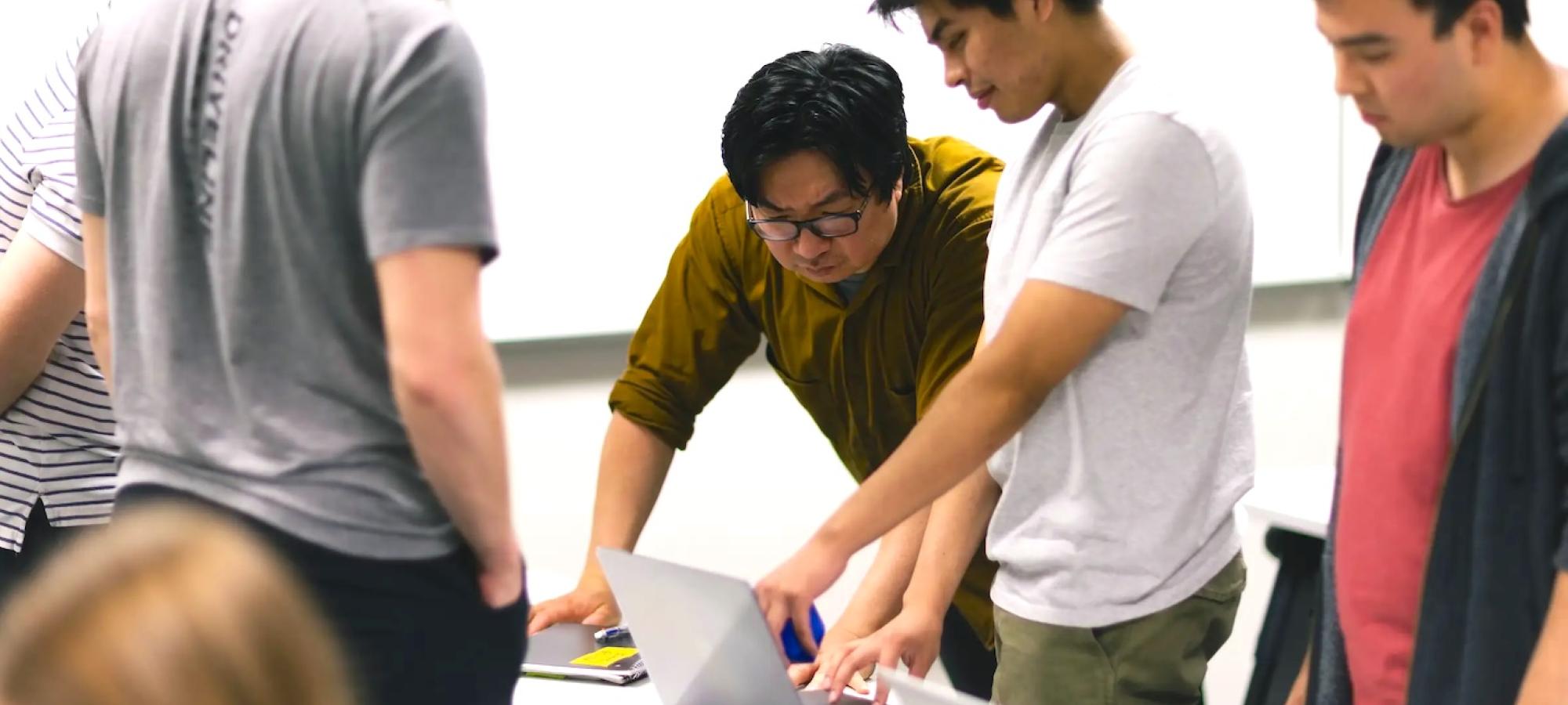 A Gustavus Adolphus College math professor and student work together. 