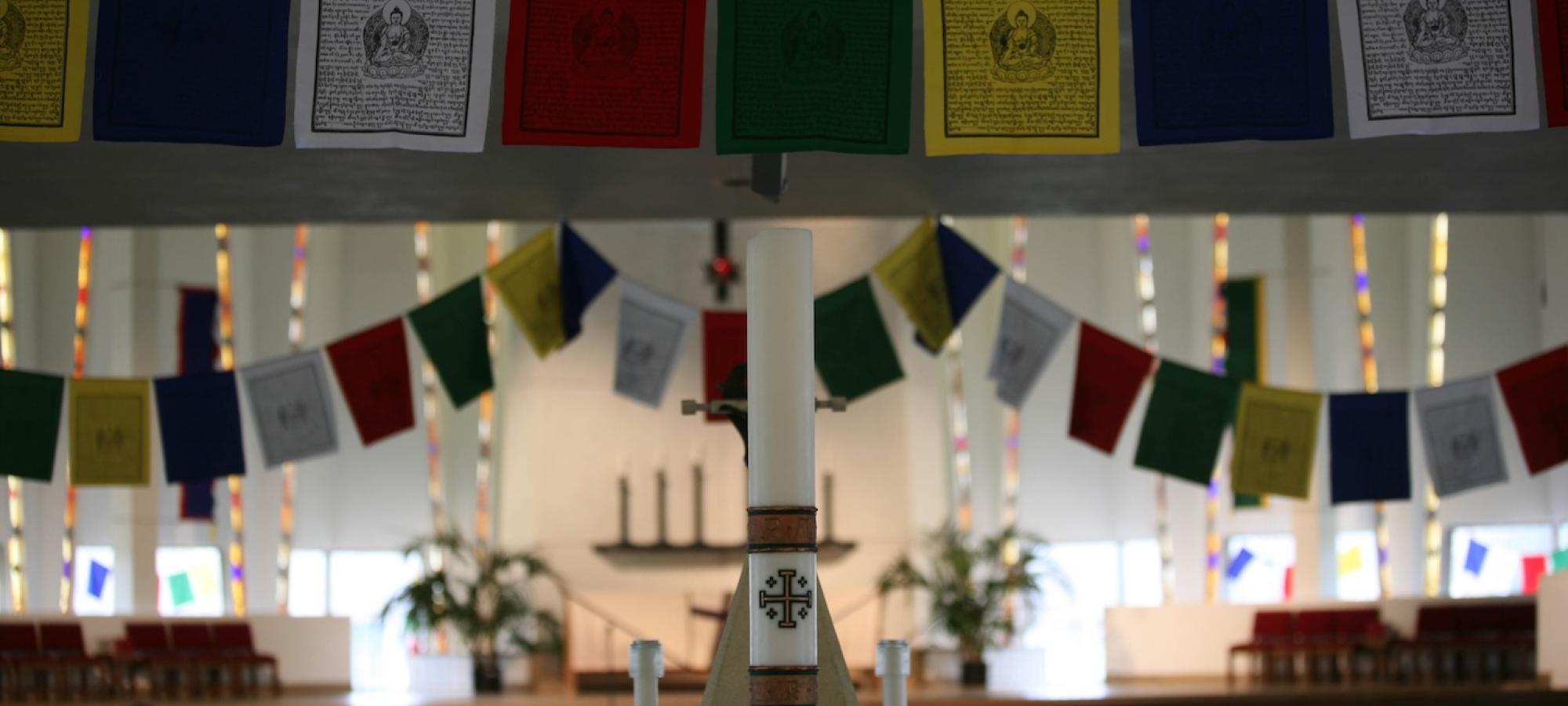 Symbols of religious diversity on Gustavus Adolphus College campus. 