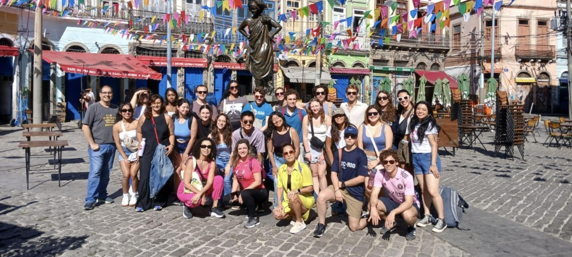 Fulbright student with group outside