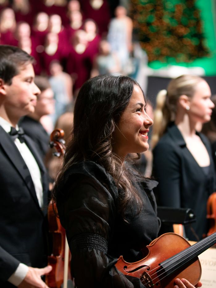 Violin player smiling