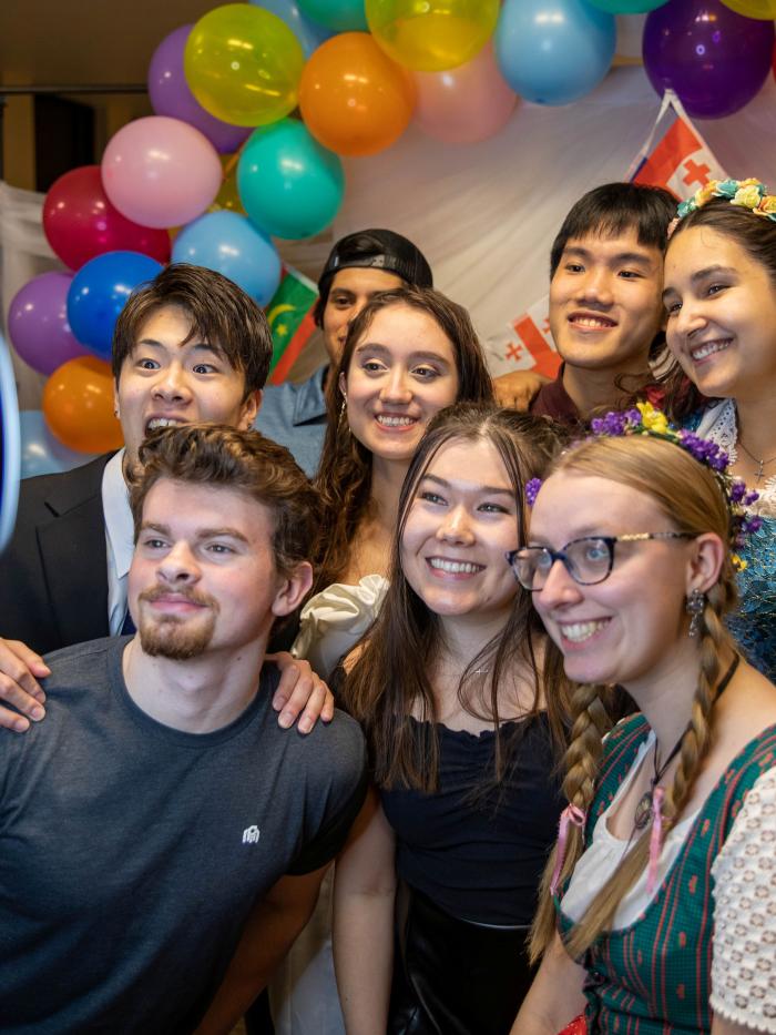 Students taking a photo at International Festival