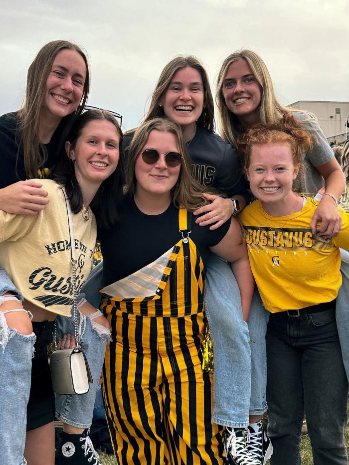 Students at homecoming footabll game