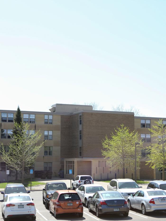 Sorensen Hall with parking lot