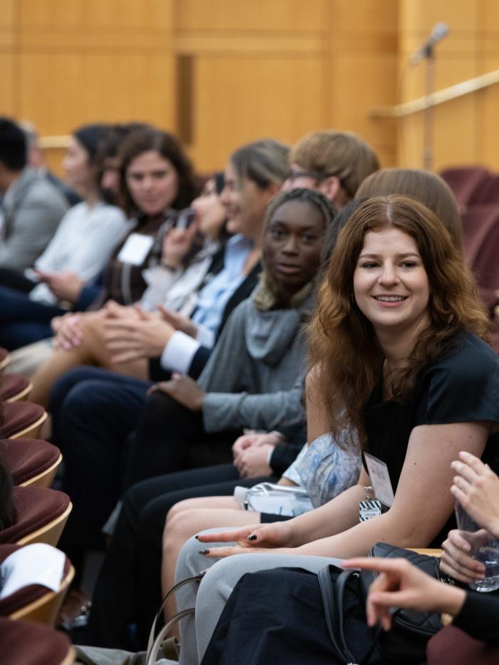 Fulbright student in auditorium