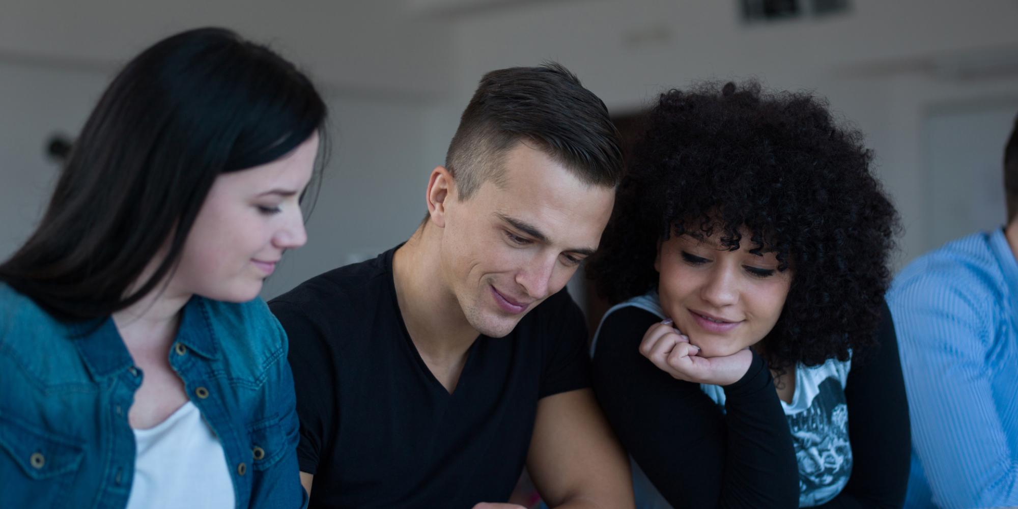 Students studying inside