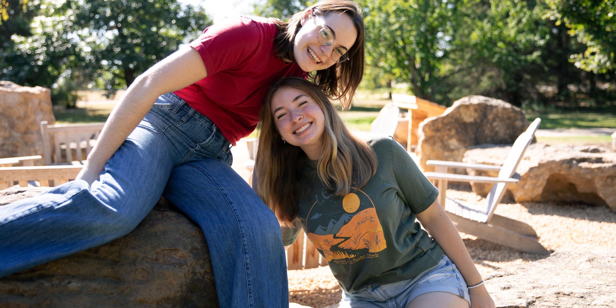 Students at the arb fire pit