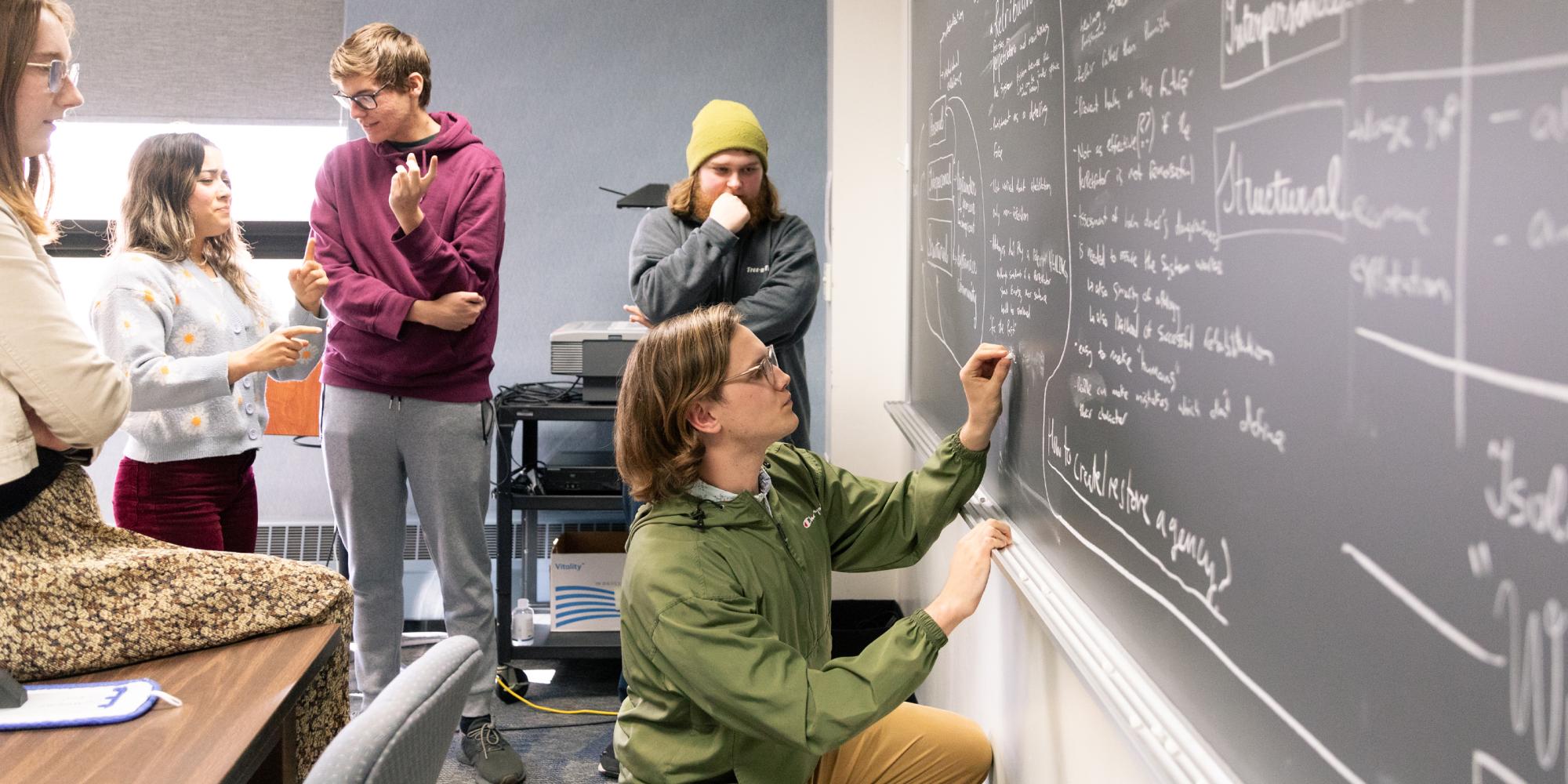 Students at chalkboard