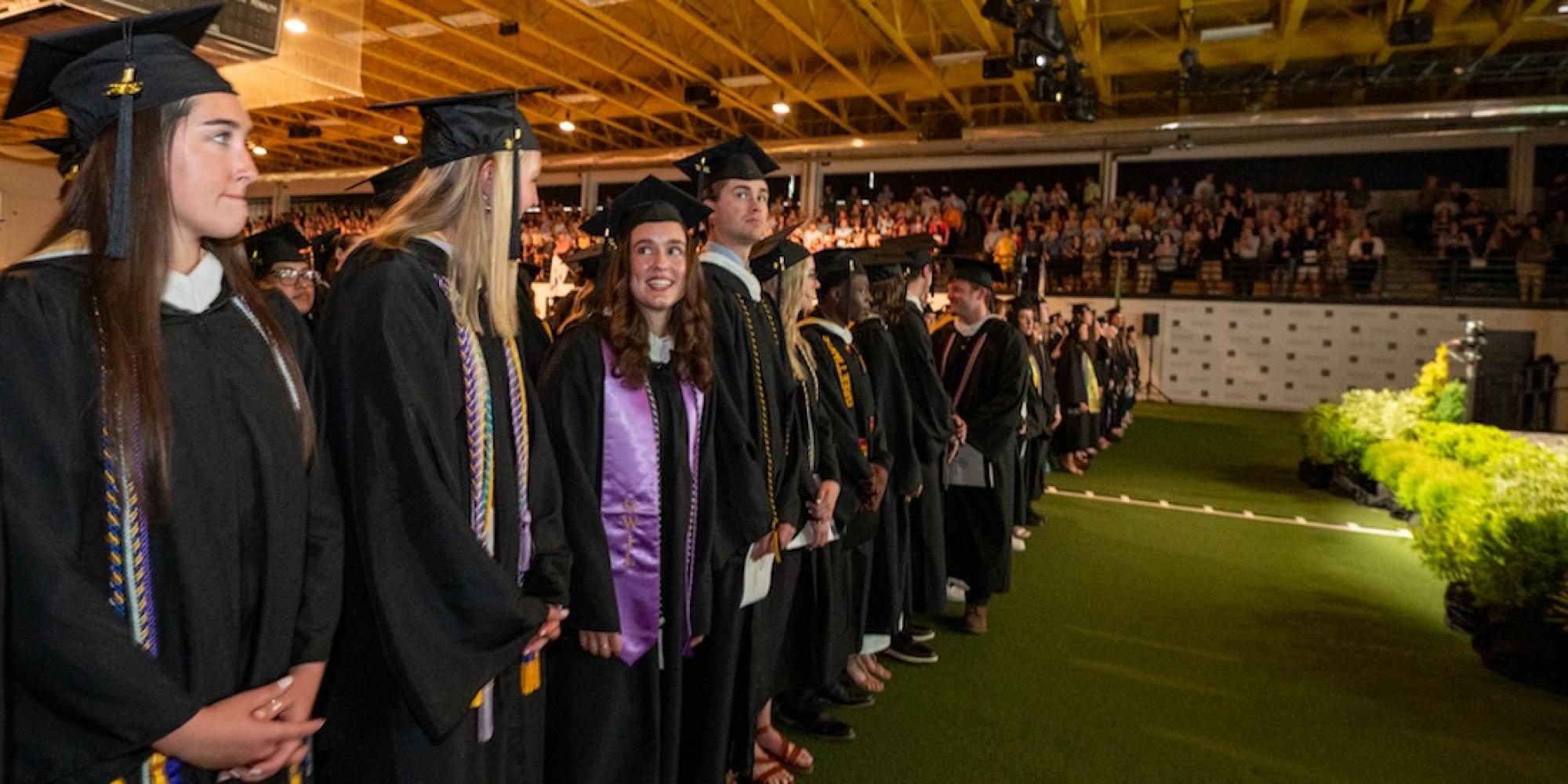 Students at Gustavus Adolphus College about to graduate. 